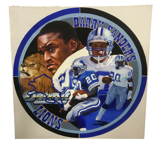 Terrence Fogarty signed original Barry Sanders canvas oil painting auto COA 1/1