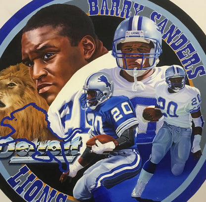 Terrence Fogarty signed original Barry Sanders canvas oil painting auto COA 1/1