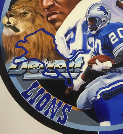 Terrence Fogarty signed original Barry Sanders canvas oil painting auto COA 1/1
