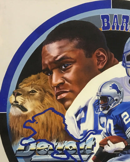 Terrence Fogarty signed original Barry Sanders canvas oil painting auto COA 1/1
