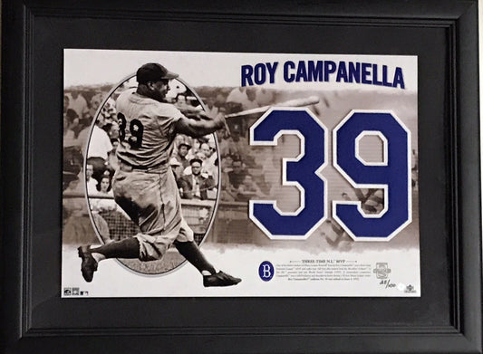 Roy Campanella Brooklyn Dodgers #39 Felt Upper Deck Photo Framed HOF LE /100
