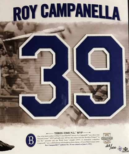 Roy Campanella Brooklyn Dodgers #39 Felt Upper Deck Photo Framed HOF LE /100