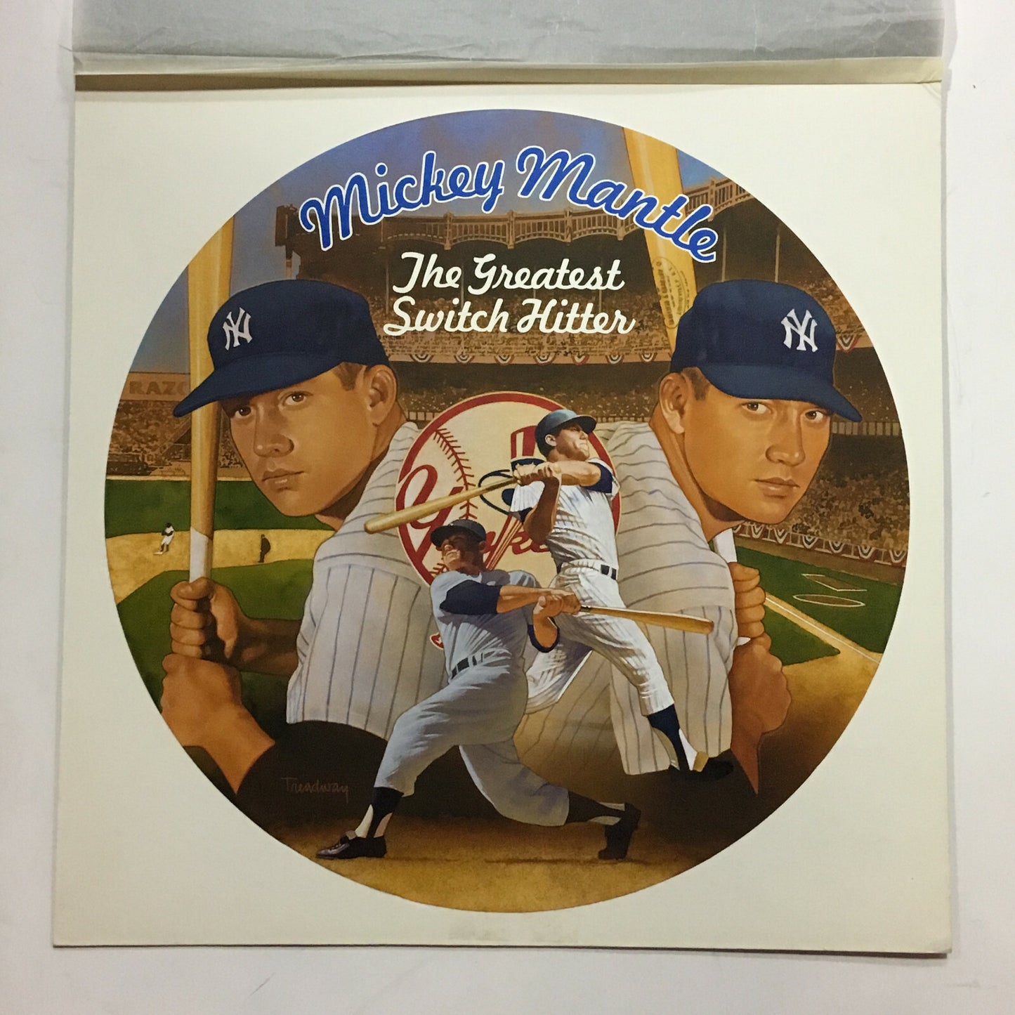 Todd Treadway signed original Mickey Mantle Greatest Switch Hitter painting 1/1