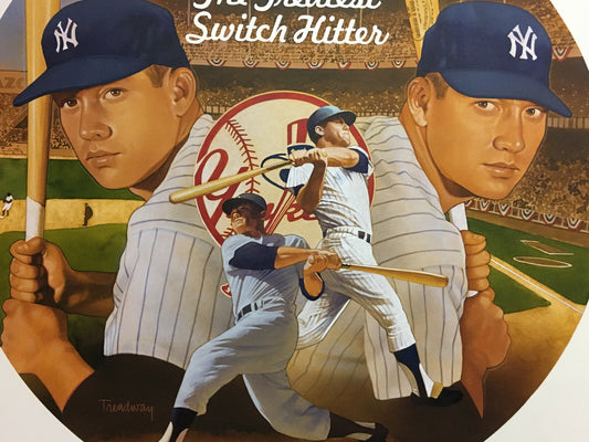 Todd Treadway signed original Mickey Mantle Greatest Switch Hitter painting 1/1