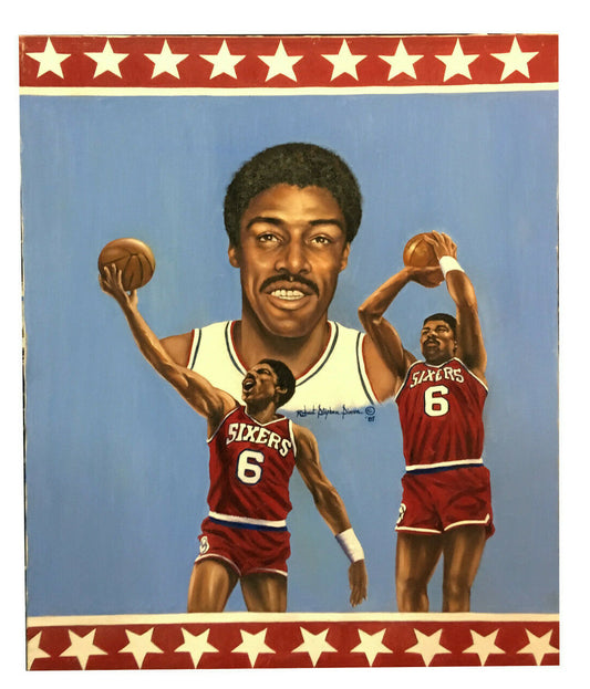 Robert Stephen Simon signed Julius Erving Dr J ORIGINAL PAINTING canvas COA 1/1