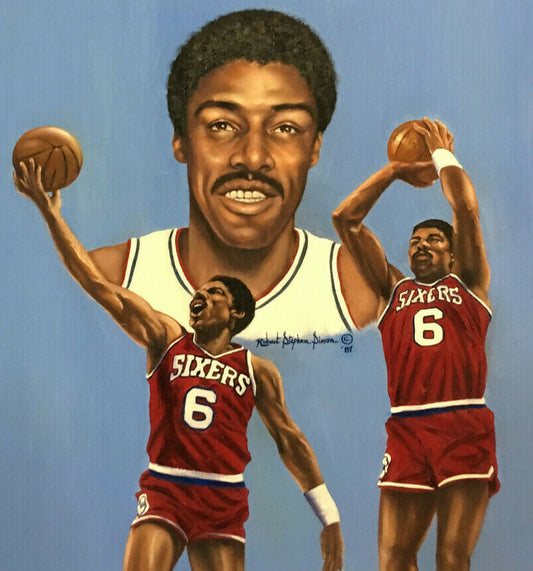 Robert Stephen Simon signed Julius Erving Dr J ORIGINAL PAINTING canvas COA 1/1