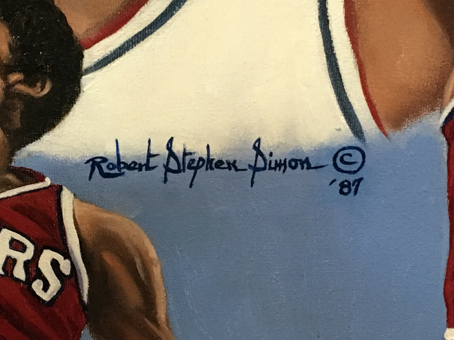 Robert Stephen Simon signed Julius Erving Dr J ORIGINAL PAINTING canvas COA 1/1