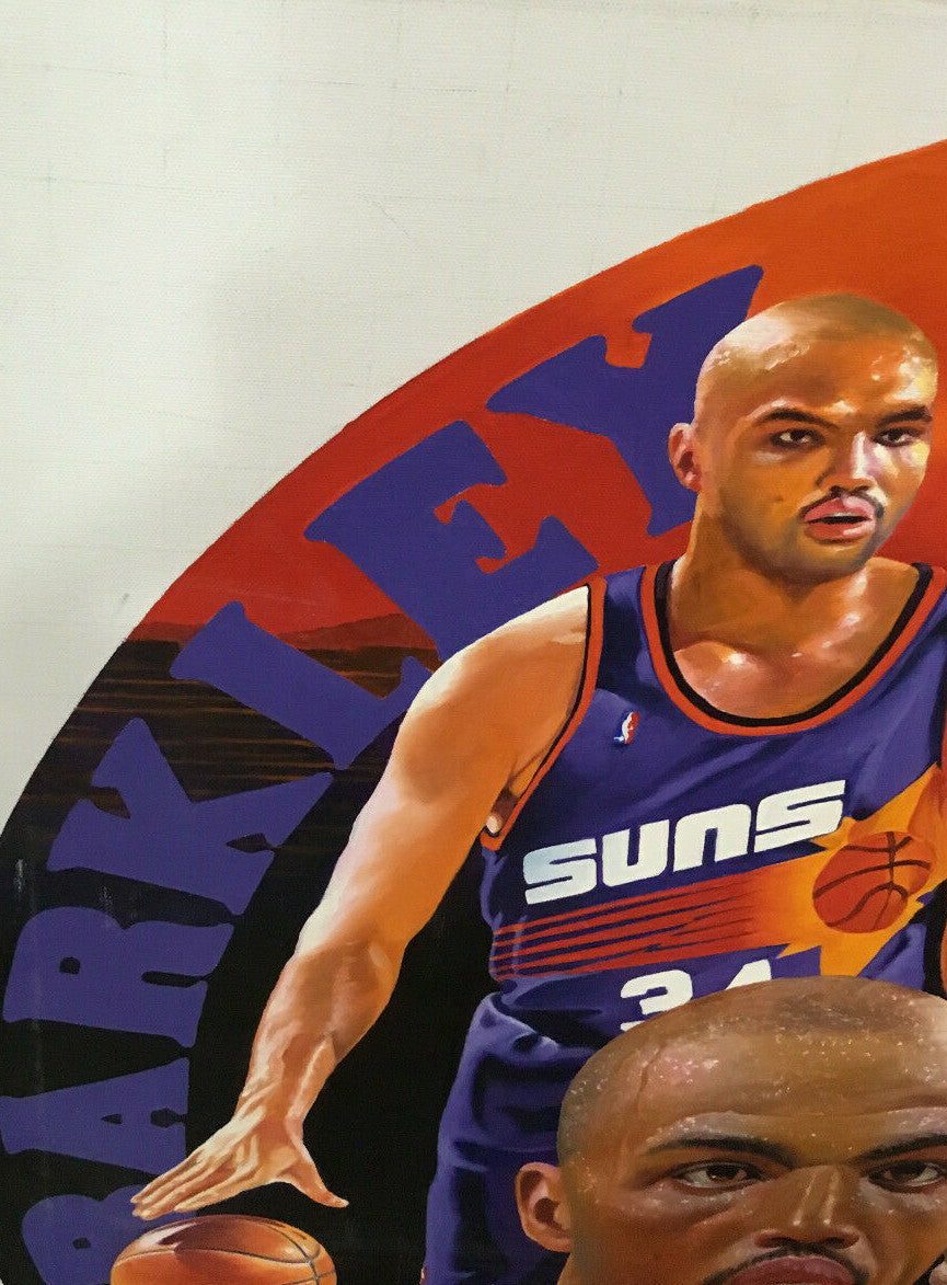 Charles Barkley / Terrence Fogarty signed original canvas oil painting COA 1/1