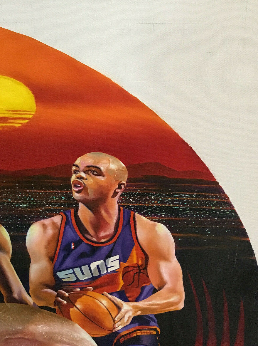 Charles Barkley / Terrence Fogarty signed original canvas oil painting COA 1/1