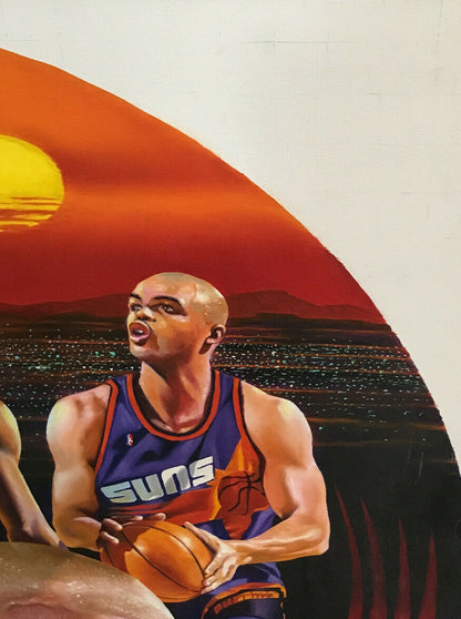Charles Barkley / Terrence Fogarty signed original canvas oil painting COA 1/1