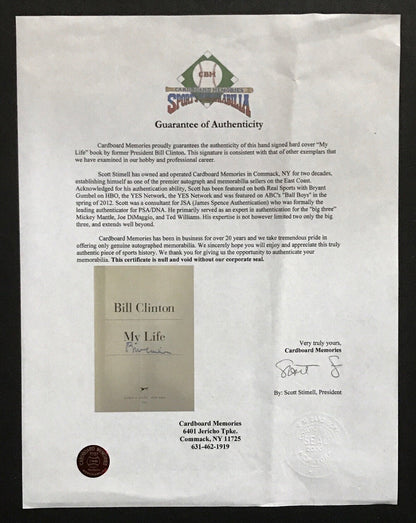 Bill Clinton President My Life Hard Cover Book Signed Mint Proof CBM COA