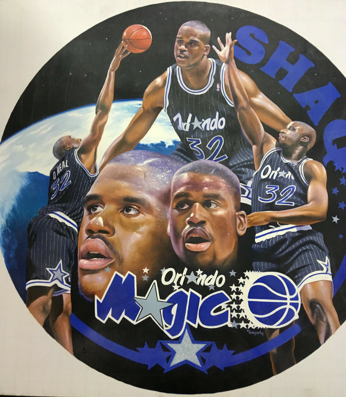 Terrence Fogarty signed original Shaquille O'Neal Shaq canvas oil painting 1/1