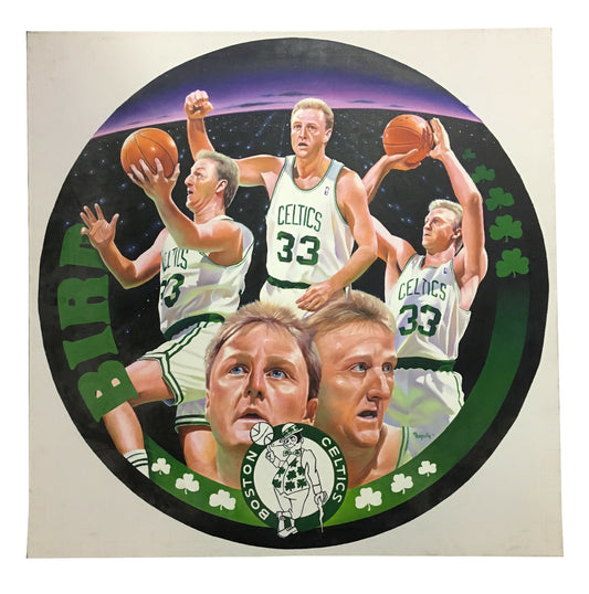 Terrence Fogarty signed original Larry Bird canvas oil painting auto COA 1/1