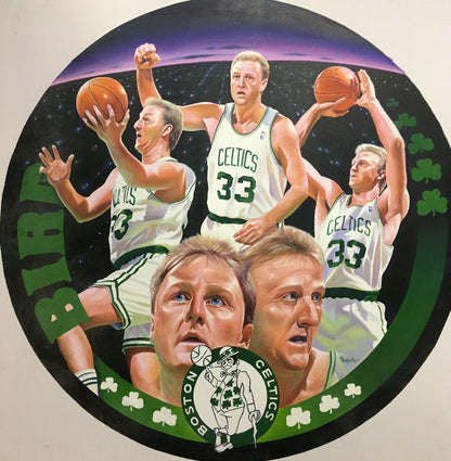 Terrence Fogarty signed original Larry Bird canvas oil painting auto COA 1/1