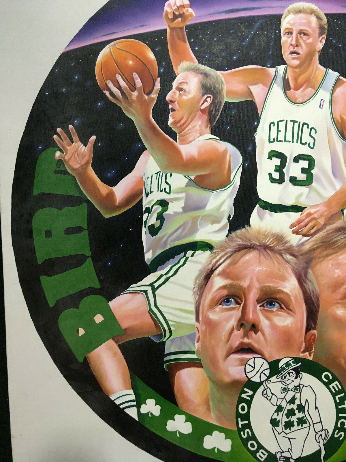 Terrence Fogarty signed original Larry Bird canvas oil painting auto COA 1/1