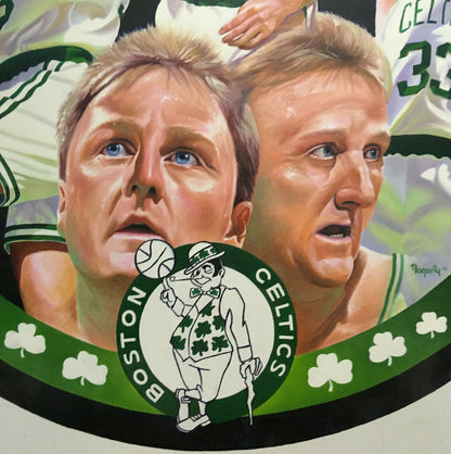 Terrence Fogarty signed original Larry Bird canvas oil painting auto COA 1/1
