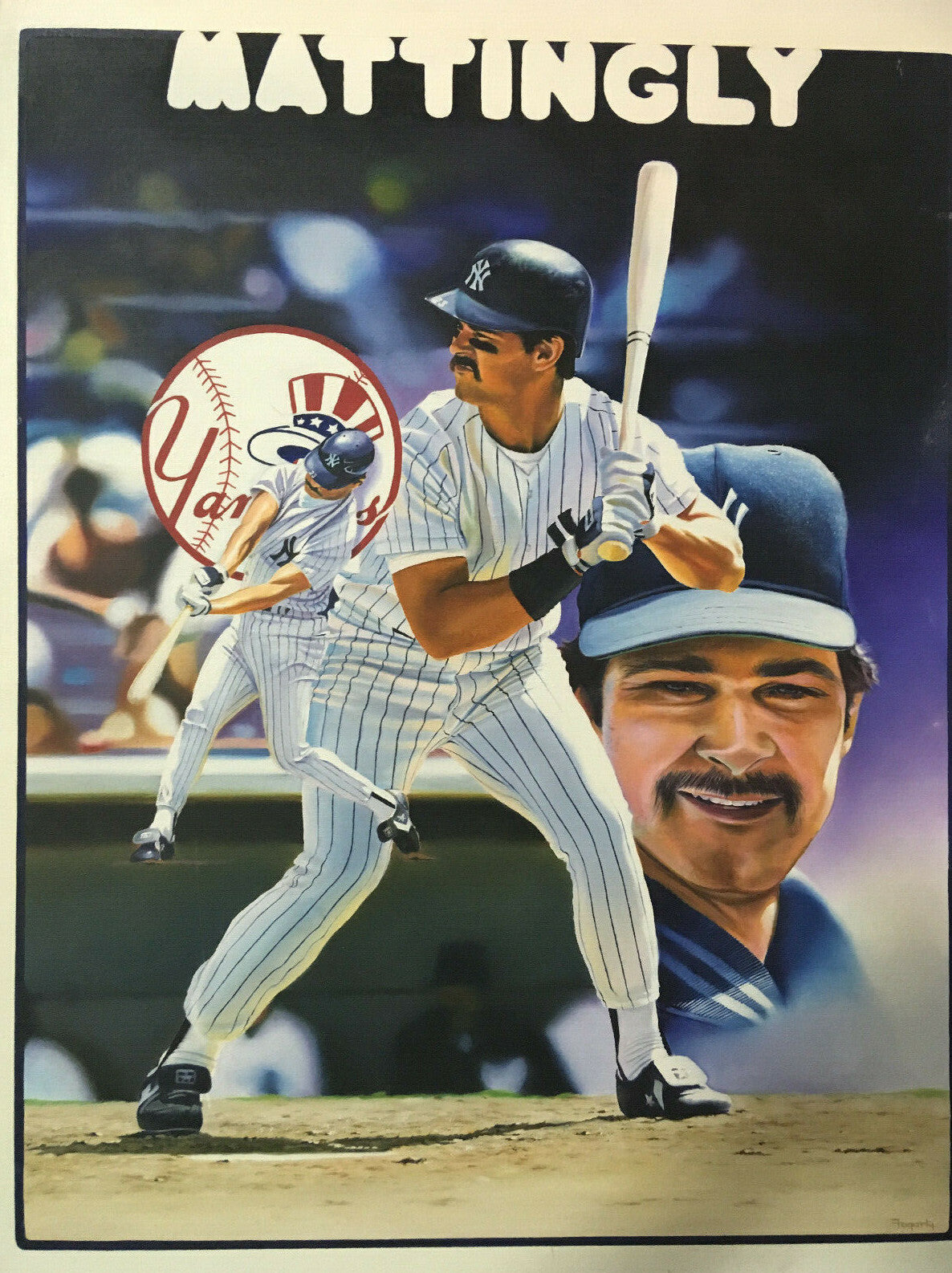 Don Mattingly Original Painting Canvas Terrence Fogarty Signed Framed 1/1 Coa