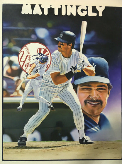 Don Mattingly Original Painting Canvas Terrence Fogarty Signed Framed 1/1 Coa