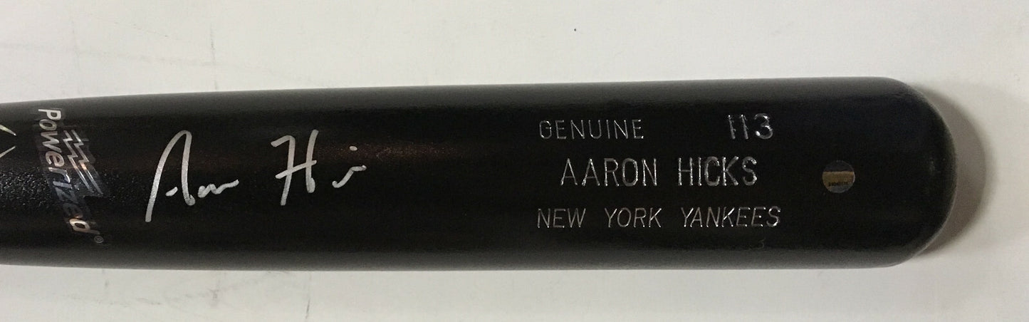 Aaron Hicks Yankees signed game model LS baseball bat mint autograph Steiner COA