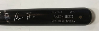 Aaron Hicks Yankees signed game model LS baseball bat mint autograph Steiner COA