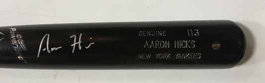 Aaron Hicks Yankees signed game model LS baseball bat mint autograph Steiner COA