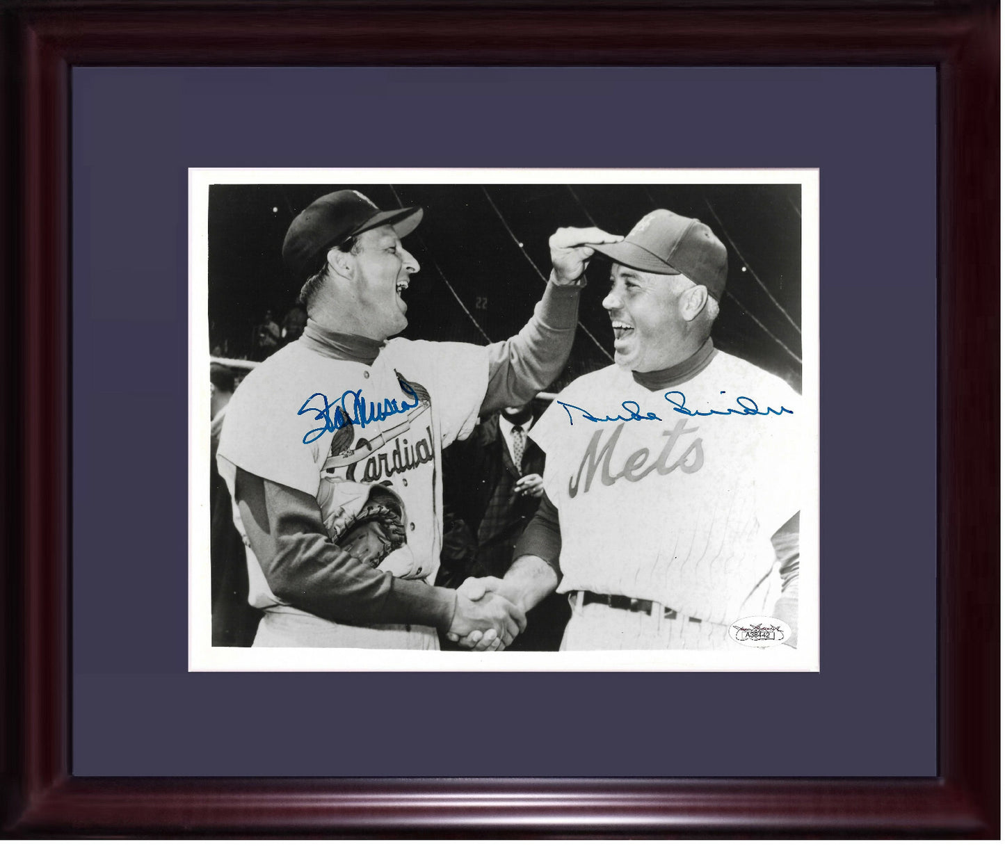 Stan Musial & Duke Snider Mets signed 8x10 photo framed Hof autograph JSA COA