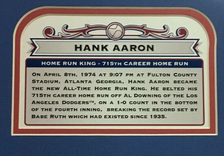 Hank Aaron signed 715 HR S.I Framed Photo Mint Auto Steiner Coa /74 HOF