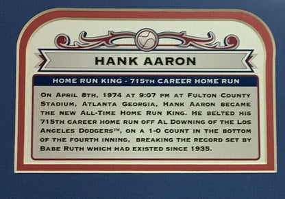 Hank Aaron signed 715 HR S.I Framed Photo Mint Auto Steiner Coa /74 HOF