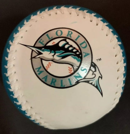 Devon White Signed Florida Marlins logo baseball Fotoball Mint autograph CBM COA