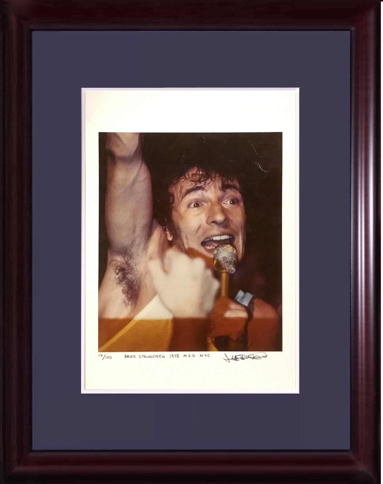 Jeff Frankel signed Bruce Springsteen 1978 MSG NYC Photo framed auto COA /100