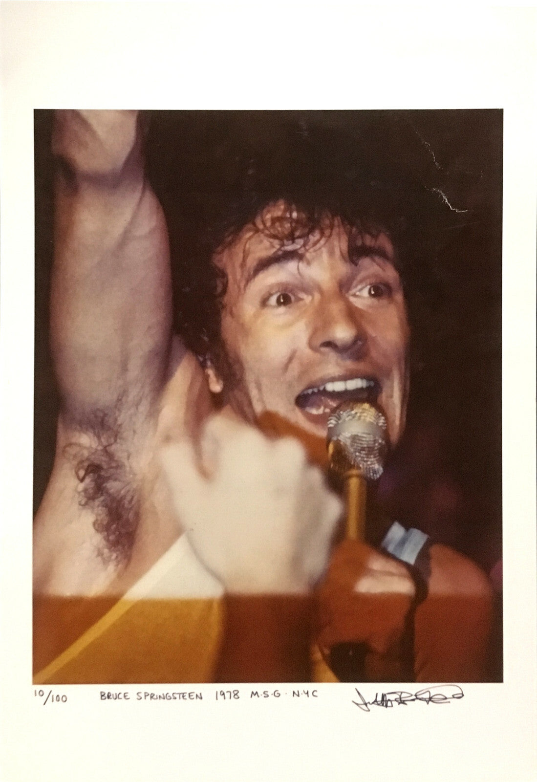 Jeff Frankel signed Bruce Springsteen 1978 MSG NYC Photo framed auto COA /100