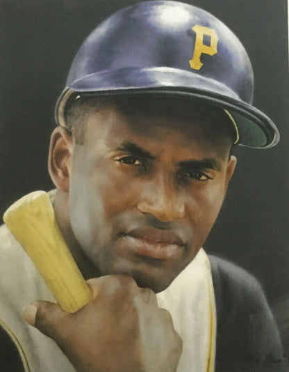 Roberto Clemente Pirates 18x24 Ron Stark Giclee Canvas Art framed LE /300