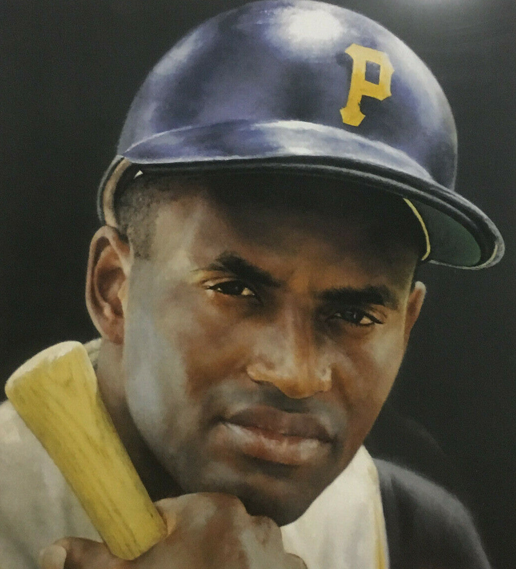 Roberto Clemente Pirates 18x24 Ron Stark Giclee Canvas Art framed LE /300