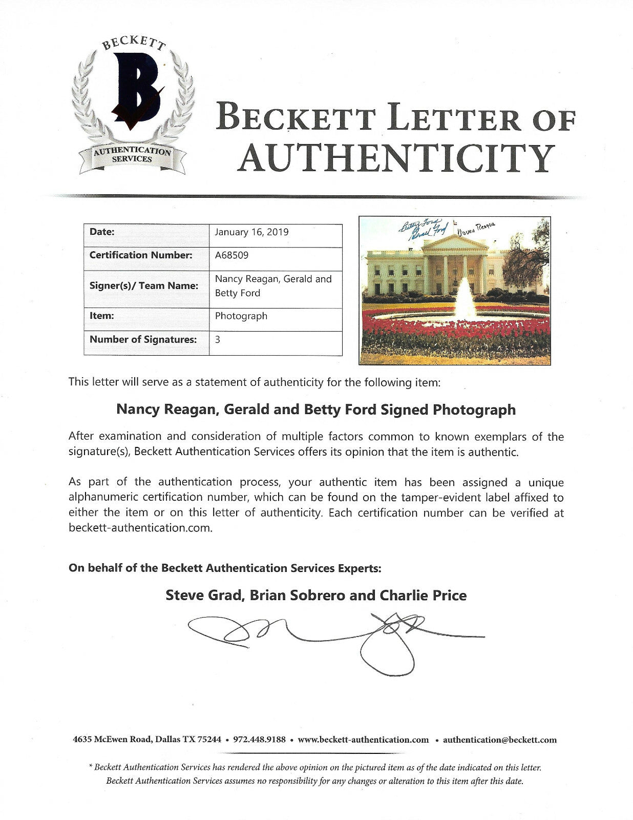 Gerald & Betty Ford Nancy Reagan signed 8x10 photo framed 3 auto Beckett BAS COA