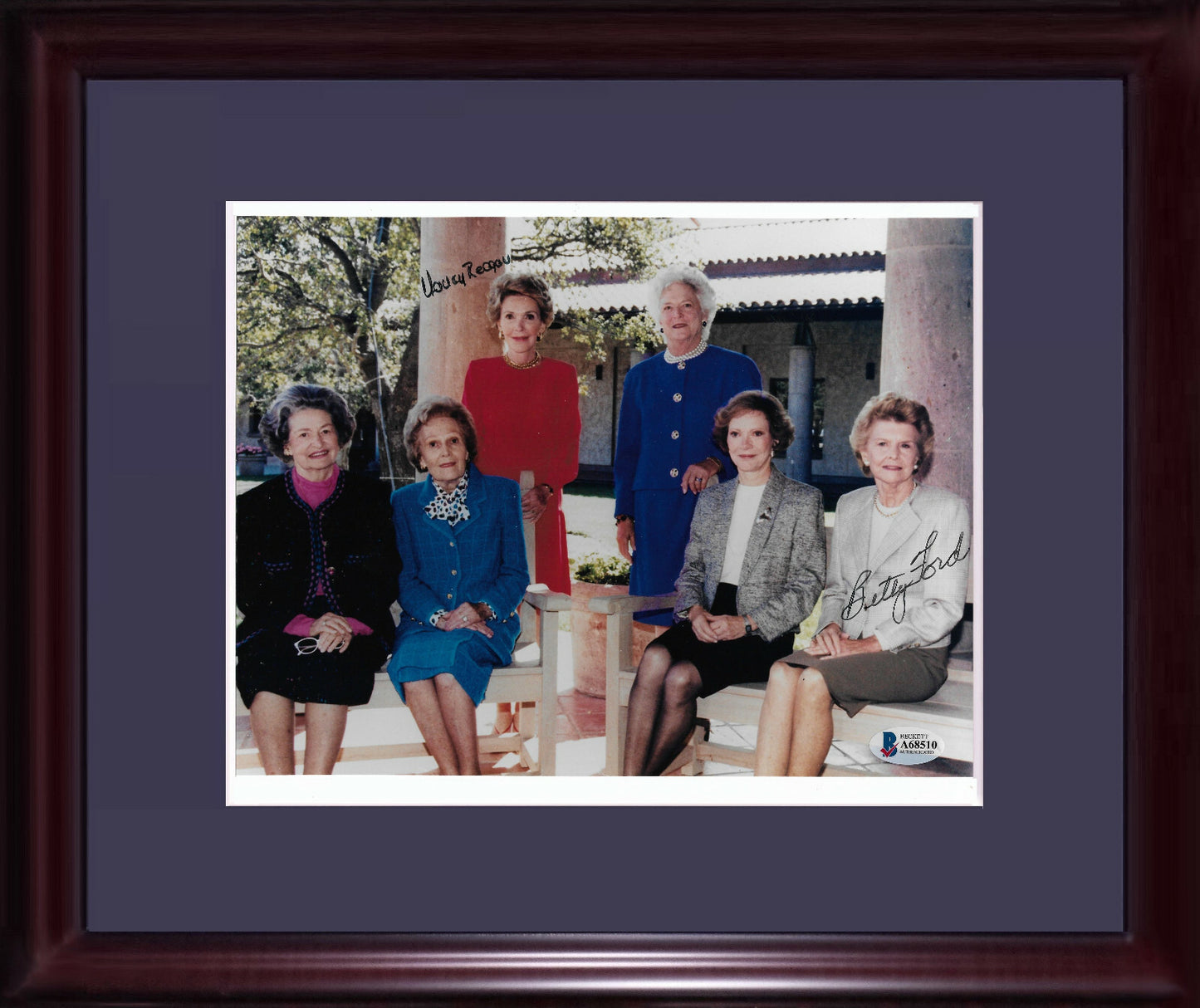 Betty Ford Nancy Reagan 1st Ladies signed 8x10 photo framed 2 auto BAS LOA