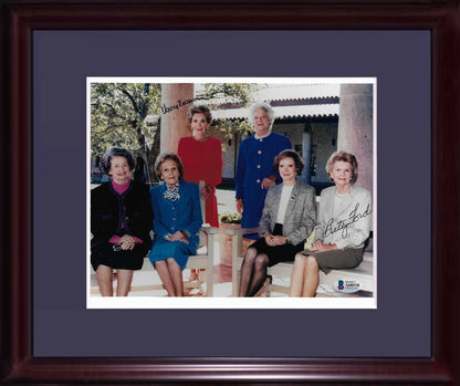 Betty Ford Nancy Reagan 1st Ladies signed 8x10 photo framed 2 auto BAS LOA