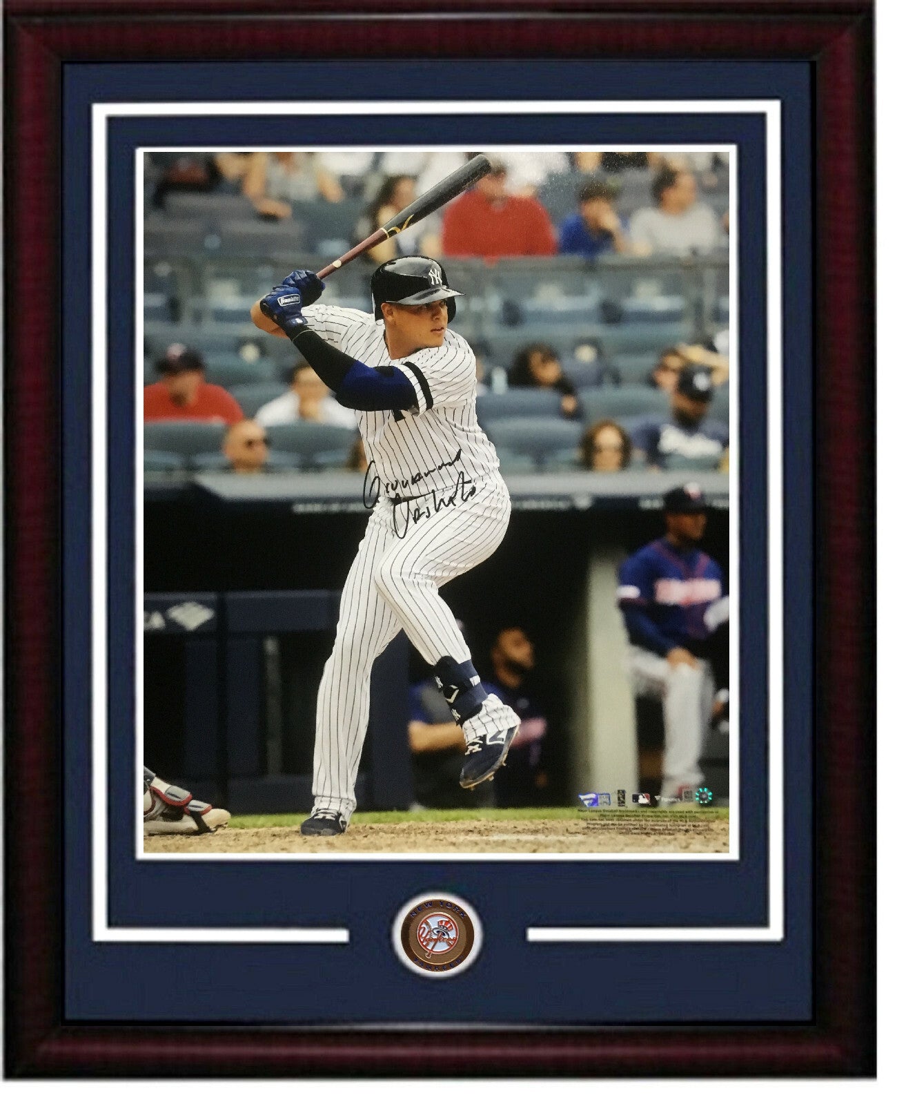 Giovanny Urshela signed 16x20 photo framed Yankees coin autograph Fanatics COA