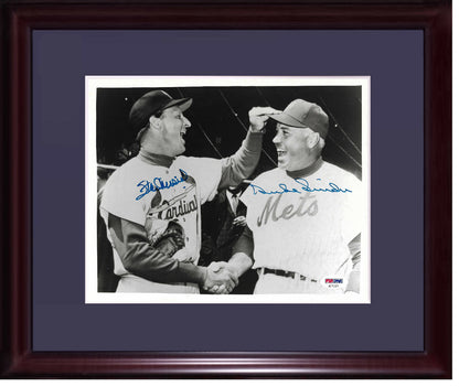 Duke Snider Stan Musial signed 8x10 Rare photo framed 2 auto HOF PSA Coa Hof