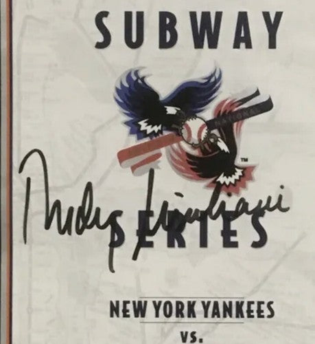 Rudy Giuliani signed 1998 Subway Series Yankees Vs Mets Program Auto CBM COA