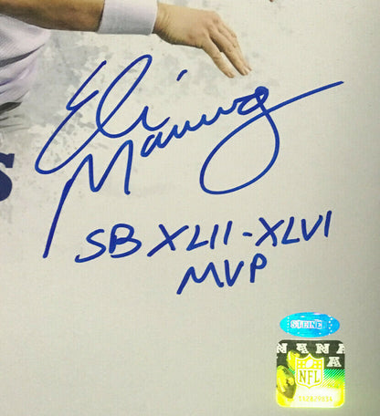 Giants SB MVP signed 16x20 photo Eli Manning Phil Simms 3 auto framed Steiner