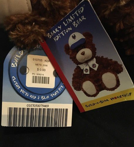 Build A Bear Beary Limited Edition 2006 New York Mets Baseball Plush NWT New