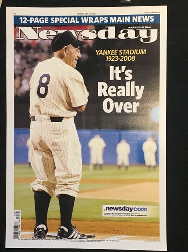 YOGI BERRA 12x18 Newsday PHOTO Poster FINAL GAME YANKEE STADIUM It’s Over 2008