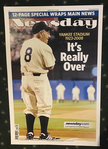 YOGI BERRA 12x18 Newsday PHOTO Poster FINAL GAME YANKEE STADIUM It’s Over 2008