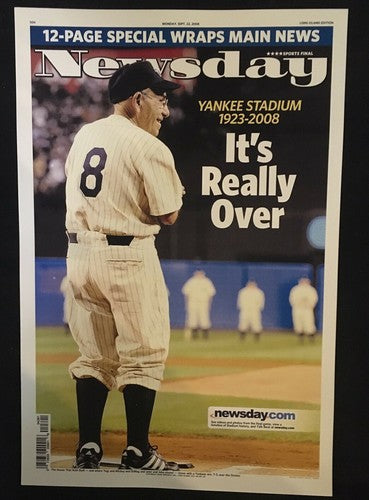 YOGI BERRA 12x18 Newsday PHOTO Poster FINAL GAME YANKEE STADIUM It’s Over 2008