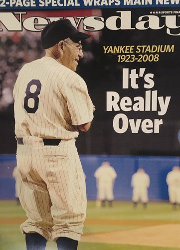YOGI BERRA 12x18 Newsday PHOTO Poster FINAL GAME YANKEE STADIUM It’s Over 2008