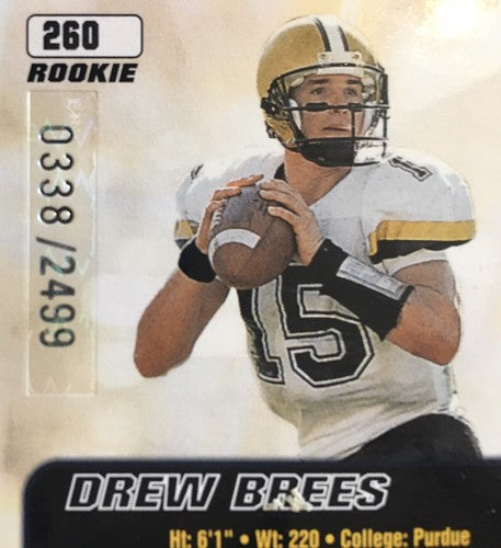 Drew Brees Fleer Ultra 2001 Rookie card # 260 Mint Le /2499 Rc