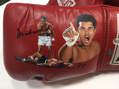 Muhammad Ali signed Jolene Jessie painted Boxing Glove auto Framed OA COA /25