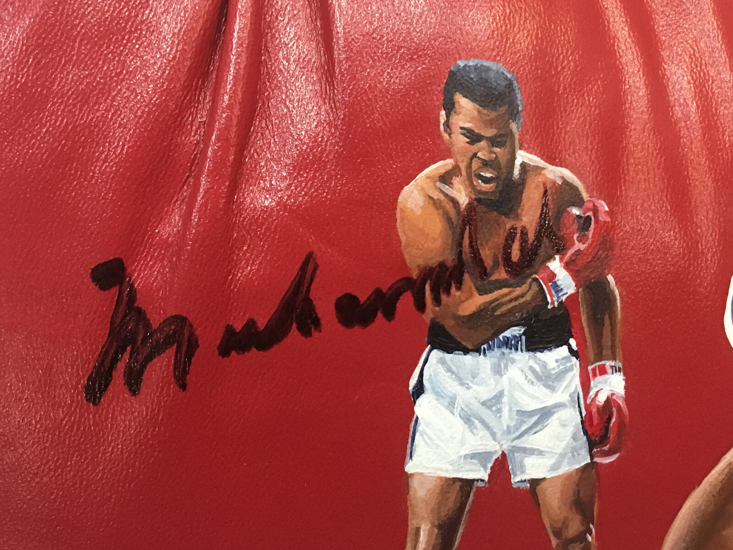 Muhammad Ali signed Jolene Jessie painted Boxing Glove auto Framed OA COA /25