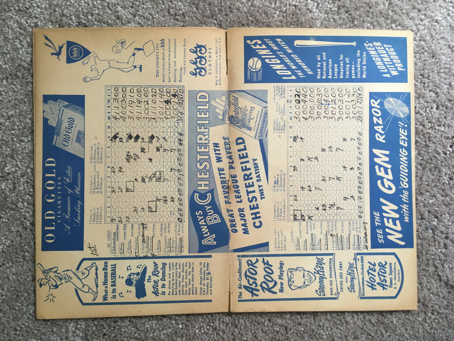 NY Giants VS St Louis Cardinals signed 6 auto 7/11/1947 program Eddie Dyer COA