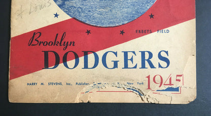 1945 Brooklyn Dodgers vs St Louis Cardinals signed original program 3 auto COA